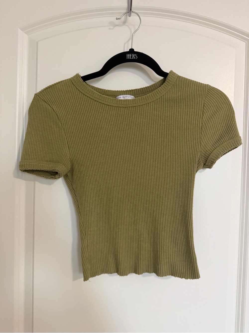 Urban Outfitters Olive Ribbed Short Sleeve Tee